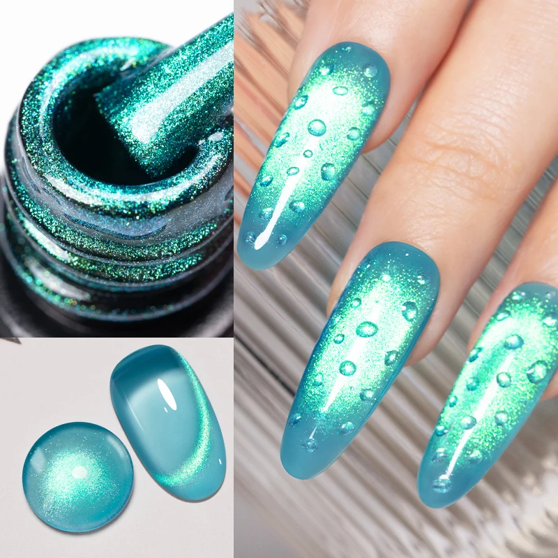 AWStorG Cat Eye Gel 7.5ml Magnetic UV LED Soak Off Mirror Shine Mermaid Green Cat Eye Nail Varnish Gloss Aurora Effect DIY view 4