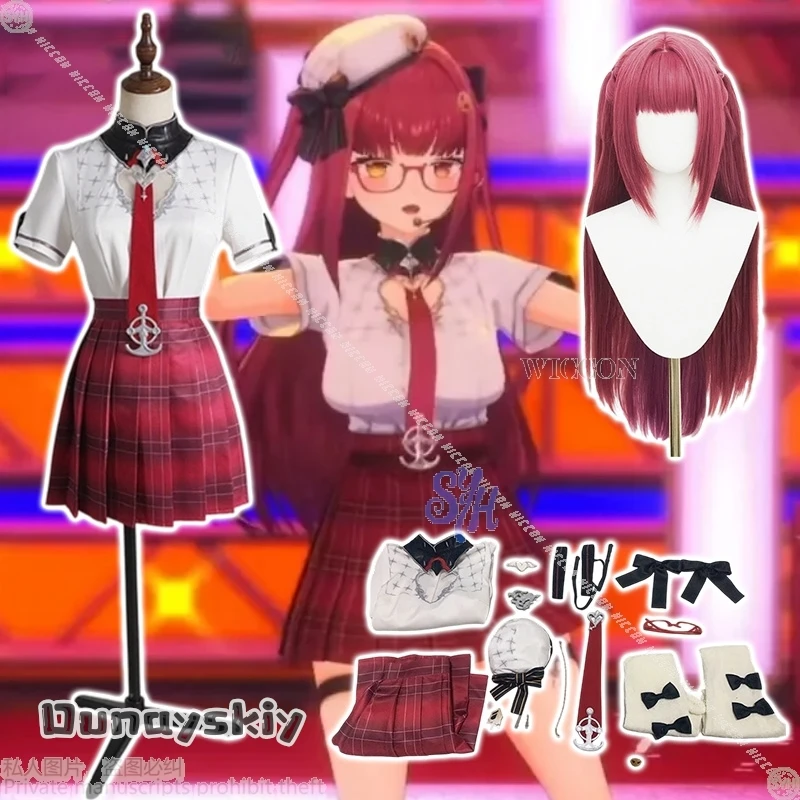 

{Amanda Cos} VTuber Houshou Marine Youtuber Hololive Косплей Аниме Костюм 2025 Концерт на день рождения 3D Новое платье JK Школьная форма