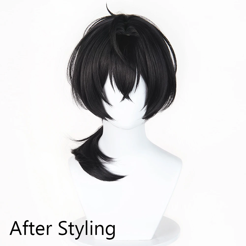 Picture 5: Black Synthetic Long Straight Wigs with Bangs Anime Game Cosplay Fluffy Heat Resistant Wig for Daily Party