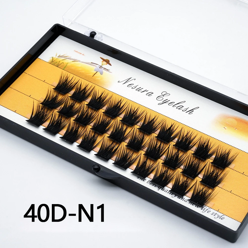 Pestañas 1 Caja / 60 pestañas individuales naturales 40D / 30d pestañas hechas a mano pestañas 3D visón ruso Cilia
