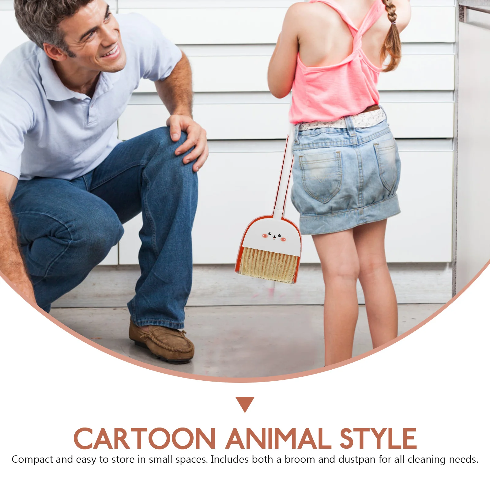 1 set 1 Bezem Stoffer Set Voor Kinderen Mini Schoonmaken Tool Cartoon Lichtgewicht Plastic Kleine Bezem Stoffer Kinderen Huishouden spelen