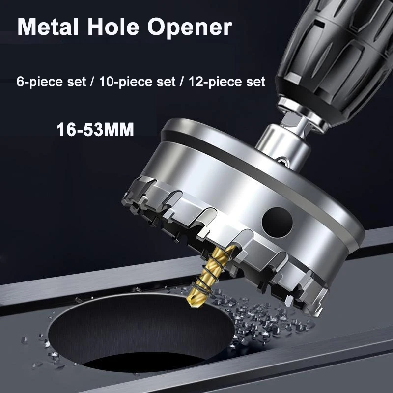 6/10/12pcs Hole Saw Kit 16-35mm/16-53mm/16-50mm Suitable for Drilling Holes for Door Locks and Installing Guardrails