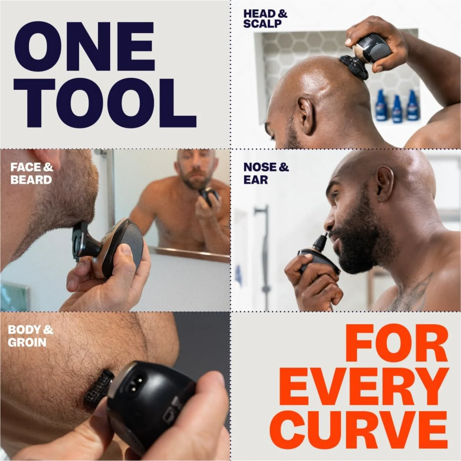 The FlexSeries Head Hair Shaver - - Ultimate masculino sem fio recarregável úmido/seco crânio e cabeça careca à prova d'água com lâminas, Cl