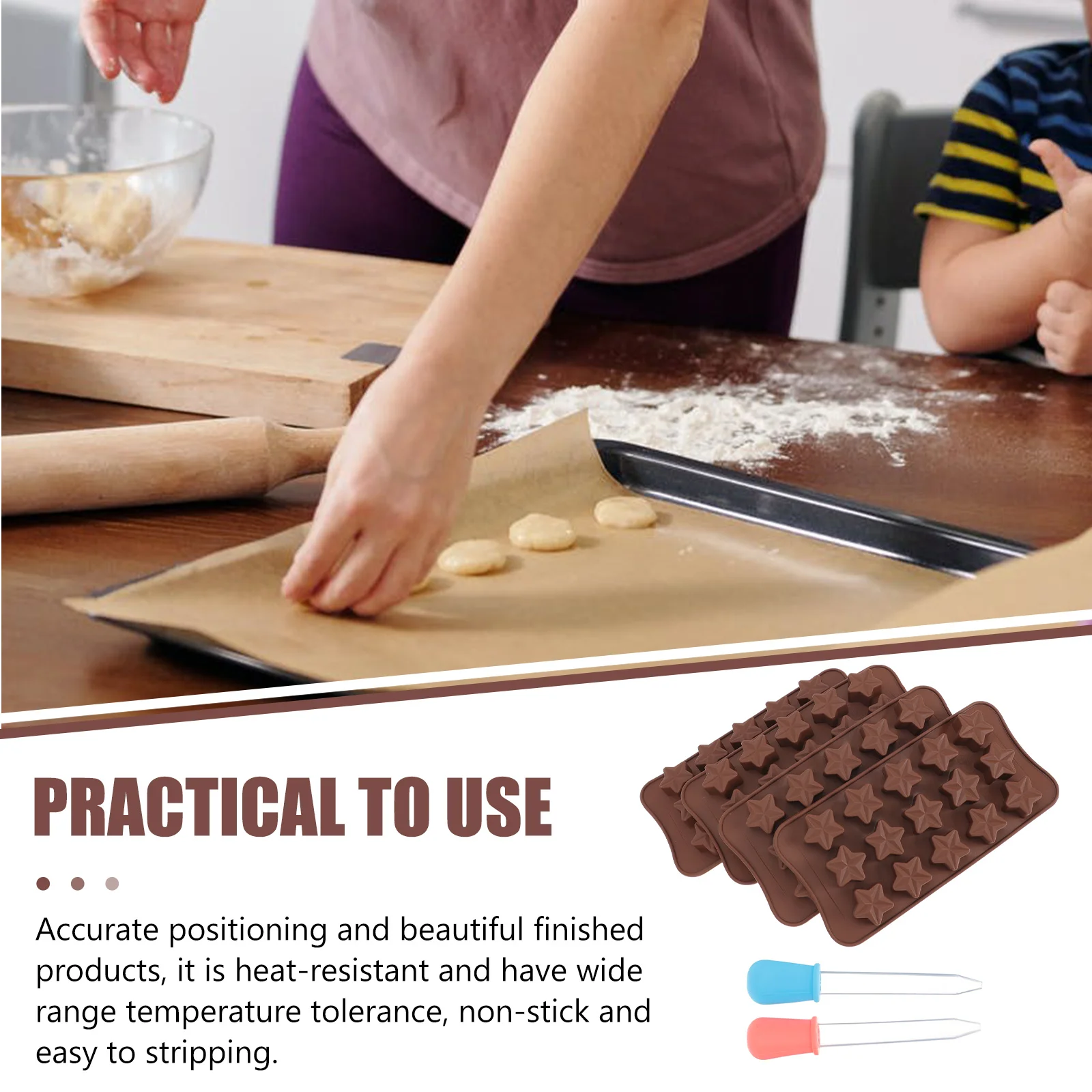 

1 Set Silicone Chocolate Molds Kit Heat Resistant Non-Stick Baking Tool Creative Cake Candy Diy Mold Fondant Cookie Biscuit
