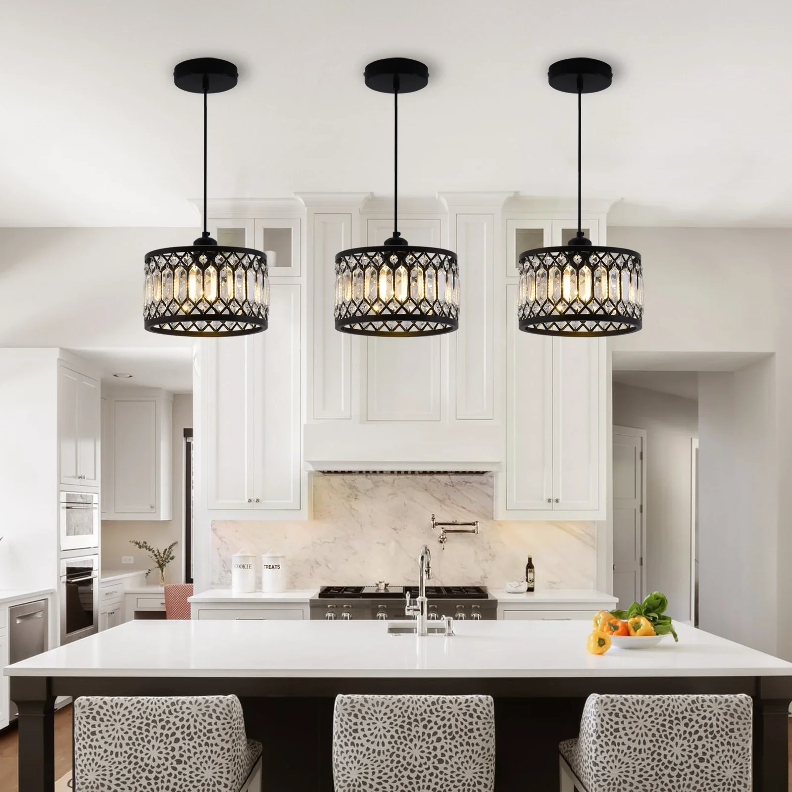 Black Crystal Chandelier Ceiling Light Iron Art Modern LED Pendant Lamp for Living Room Bedroom Home Decor Pendant Lights