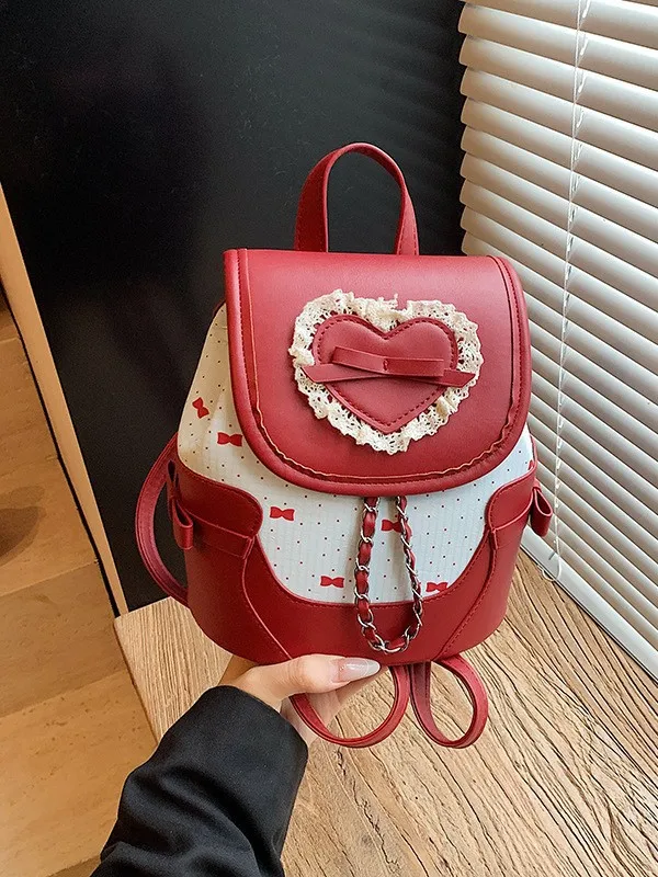 

2025 Bow Decor Backpack for Women, Convertible Heart Bucket Bag, Stylish Commuter-Friendly Daypack
