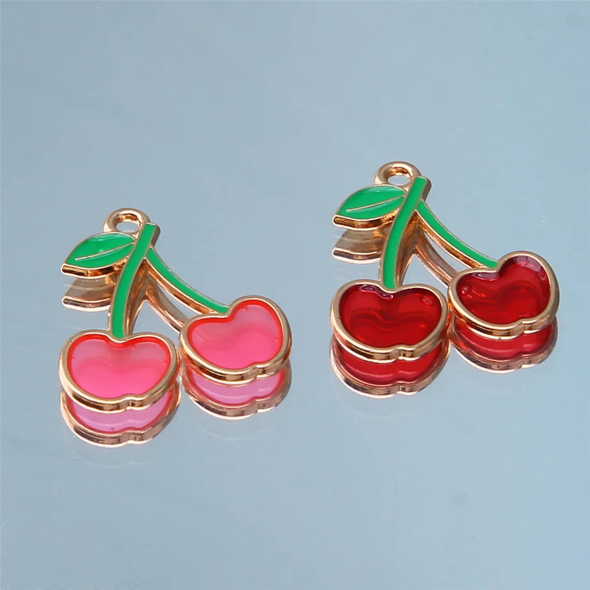 10pcs Colorful Cherry Strawberry Lemon Fruit Enamel Charms DIY Keychain Necklace Earrings Making Accessories