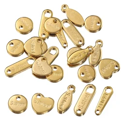 No Fade 50pcs Stainless Steel End Charms Pendants Vacuum Plating Gold Color Chain Extension Tail Charms for Jewelry Making DIY