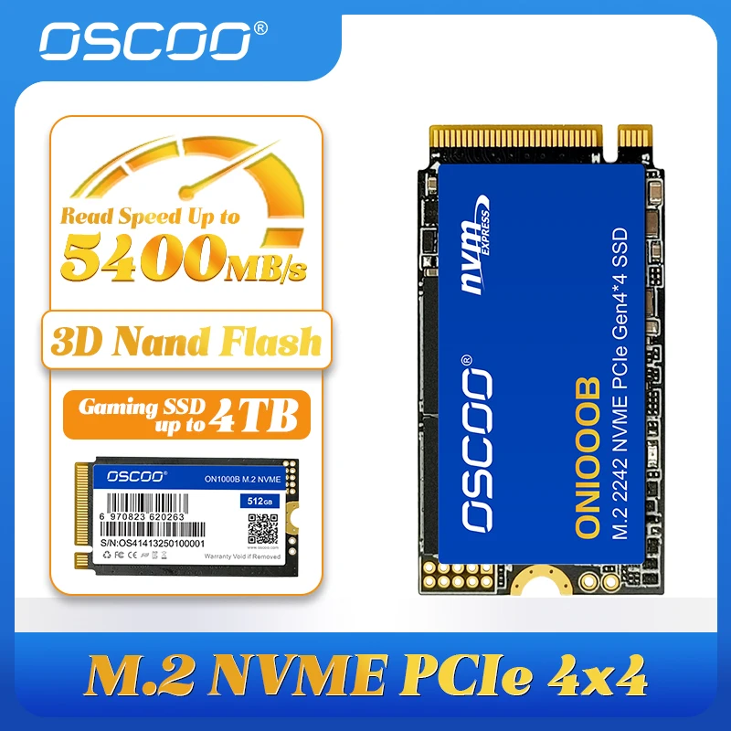 OSCOO 5400MB/s M.2 SSD NVMe M.2 2242 2TB 1TB Internal Solid State Hard Disk M2 PCIe 4.0x4 SSD Drive for PS5 Laptop PC