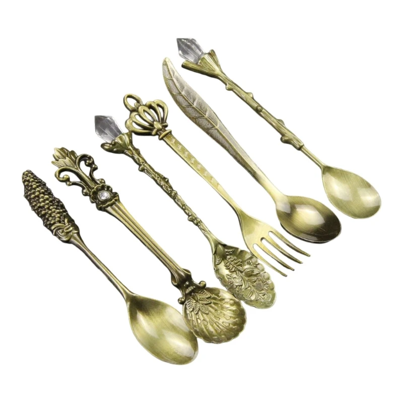 

6pcs Vintage Kitchen Utensils Zincs Alloy Coffee Spoons Antique Serving Tool Set