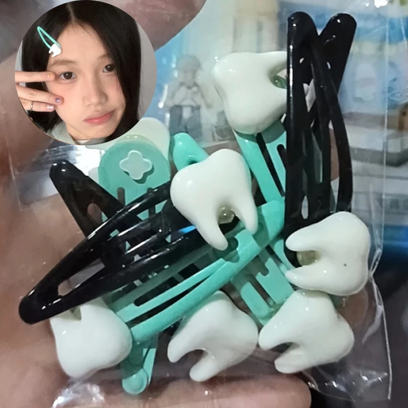 

Нежные заколки для челки с зубами Y2K, боковые заколки, заколки для волос, заколки для волос в стиле Харадзюку, милые аксессуары для волос в стиле Харадзюку для девочек, креативные аксессуары для волос в стиле Харадзюку