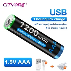 High capacity 1.5V AAA Li-ion Rechargeable Battery 1200mAh USB Lithium Battery for toy keyboard Remote control wireless mouse