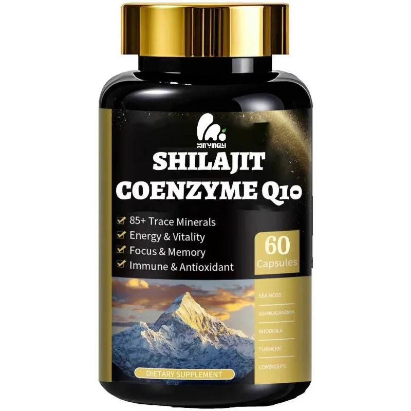 Las cápsulas de Shilajit contienen coenzima Q10 de algas marinas, ácido húmico y ácido húmico, que favorecen la energía y la salud inmunológica.