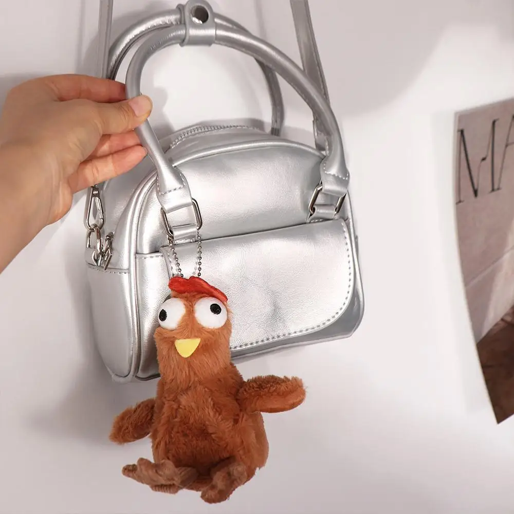 Bag Accessories Rubber Chicken Keychain Cartoon Hens Key Ring Simulation Metal Egg-laying Animal Key Holder Release Stress view 4