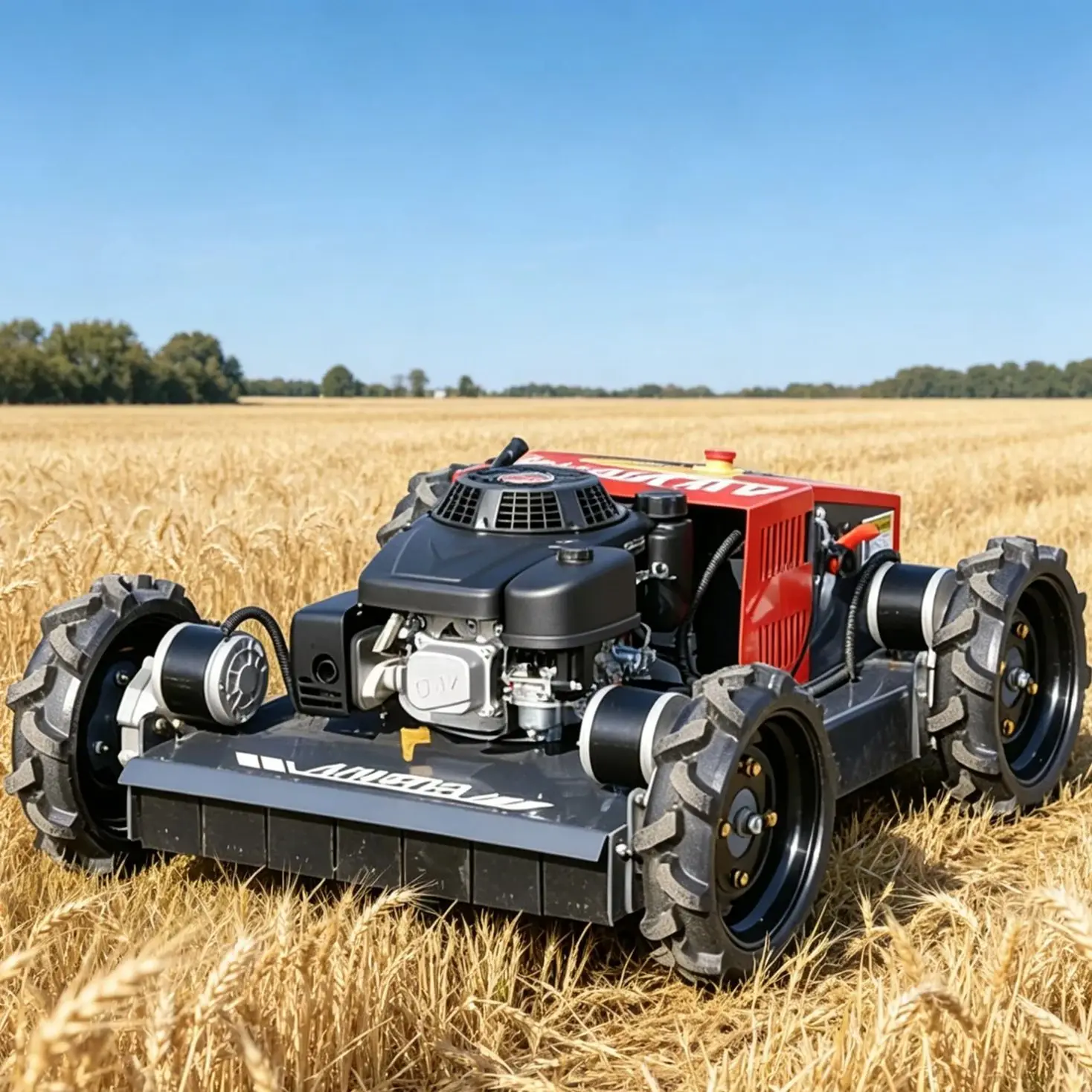 Customized Four Stroke Crawler Lawn Mower Robot Remote Control Grass Cutter for Household and Farm Maintenance