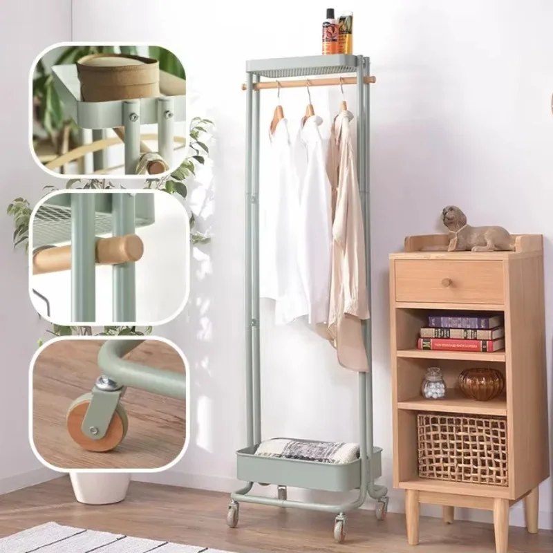 Adjustable Multi-Functional Rolling Coat Rack Mobile Wardrobe Storage with Wheels for Bedroom