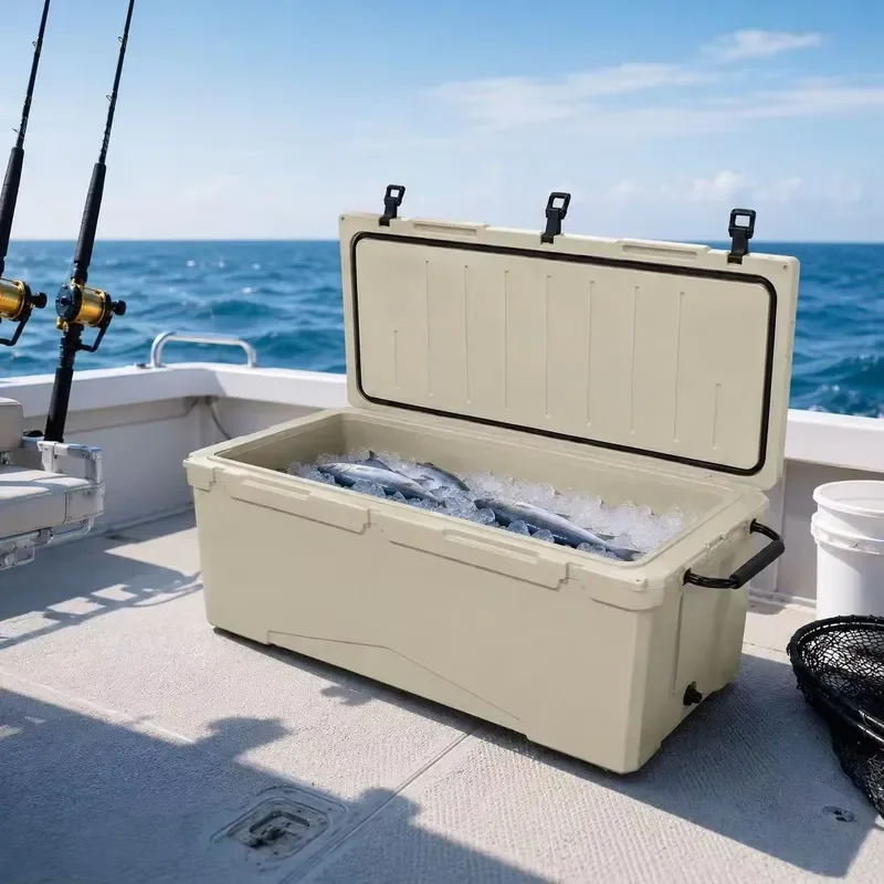 240QT Large Capacity Portable with Wheels and Handle Insulated Rotomolded LLDPE+PU Ice Chest for Marine Fishing Cooler Box