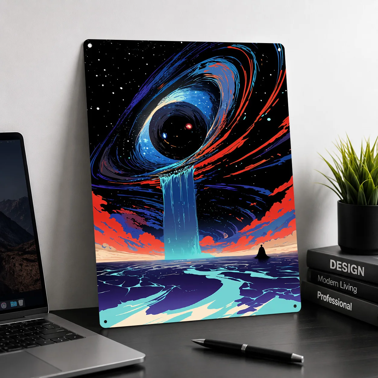 Cosmic Whirlpool 3D Printed Texture Poster Personalized Wall Art Retro Metal Tin Signs for Room Decorations Decoration Garage