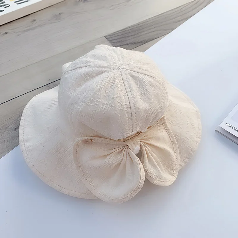 Chapeau de princesse à large bord pour fille de 1 à 3 ans, casquette de voyage pour bébé, chapeau de soleil pour enfants, accessoires d'été, grand nœud, E27