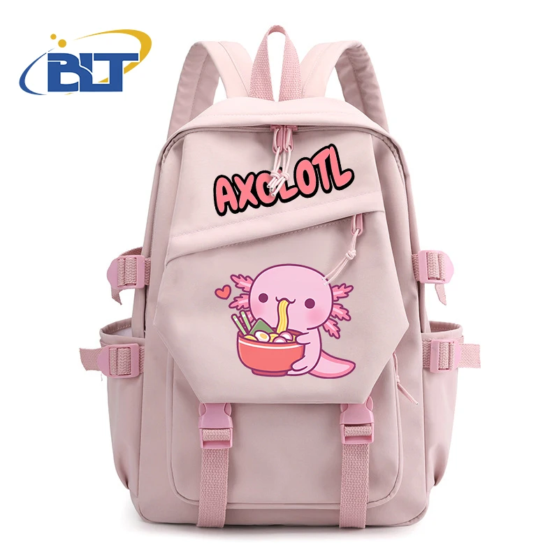 Simpatico zainetto per studenti stampato Axolotl zaino rosa per bambini borsa Casual regalo per bambini