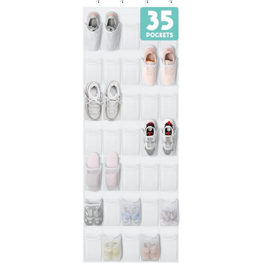 

Over The Door Shoe Organizer 35 Mesh Pockets Hanging Shoe Organizer Shoe Rack For Door Closet Entryway Bedroom Pantry Organizer