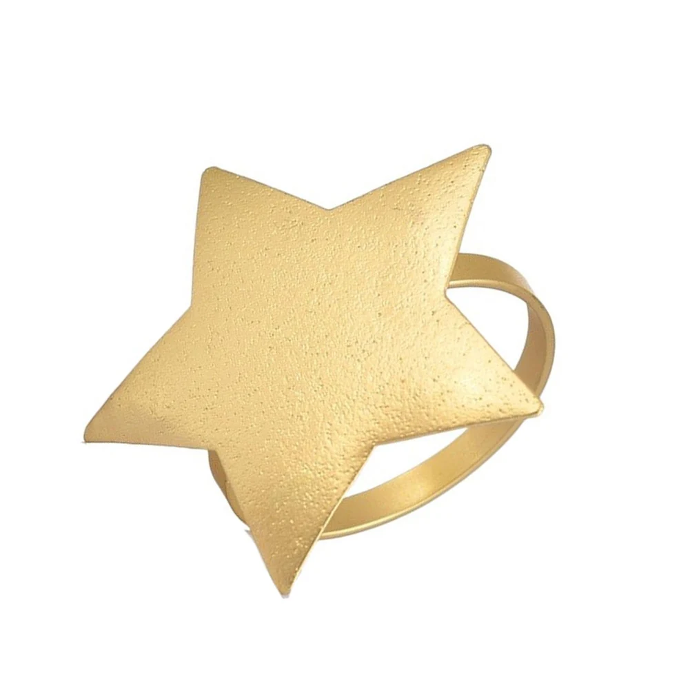 Matte Gold Electroplated Star Napkin Rings Set of 12 Compatible with Home Dining Restaurant Banquet and Party Tablescapes