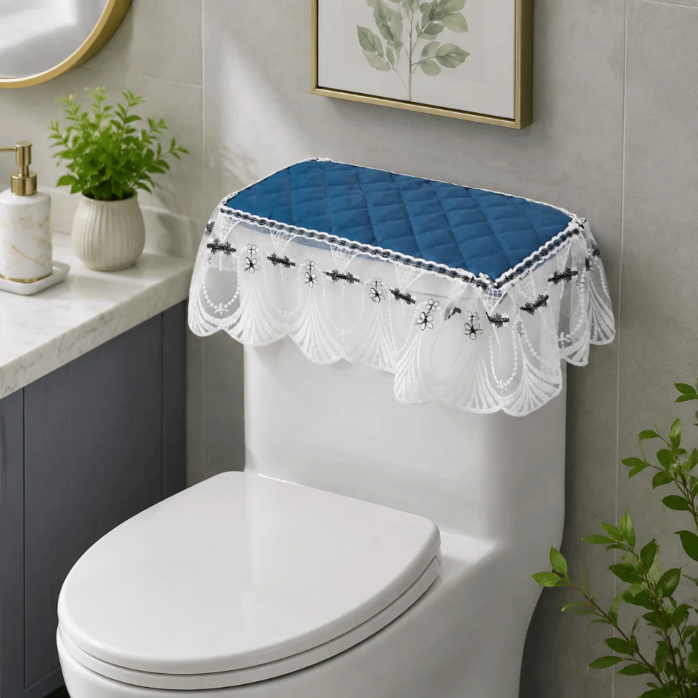 Vintage Toilet Water Tank Cover Comfortable Removable Toilet Cover Jacquard Lace Dust-proof Toilet Closestool Cover Bathroom
