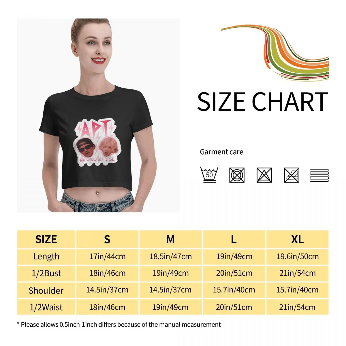 Rose Rosie APT. Bruno Mars, Y2K Personalized Leak navel T-shirt, showcasing unique charm