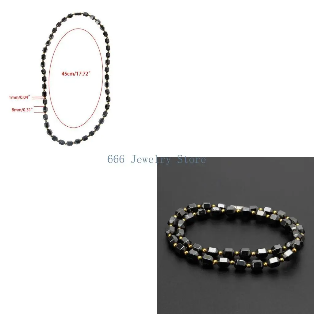 F2TD Black Hematite Necklace Healing Therapy Necklace Pain Relief for Neck
