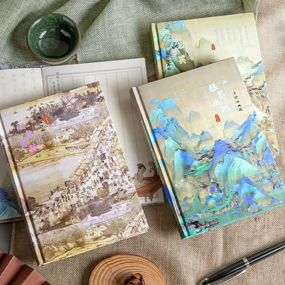 Beautiful Chinese Art Style Composition Notebook Watercolor Gum Cover Personal Diary Hardcover Thicken Travel Notepad Painting