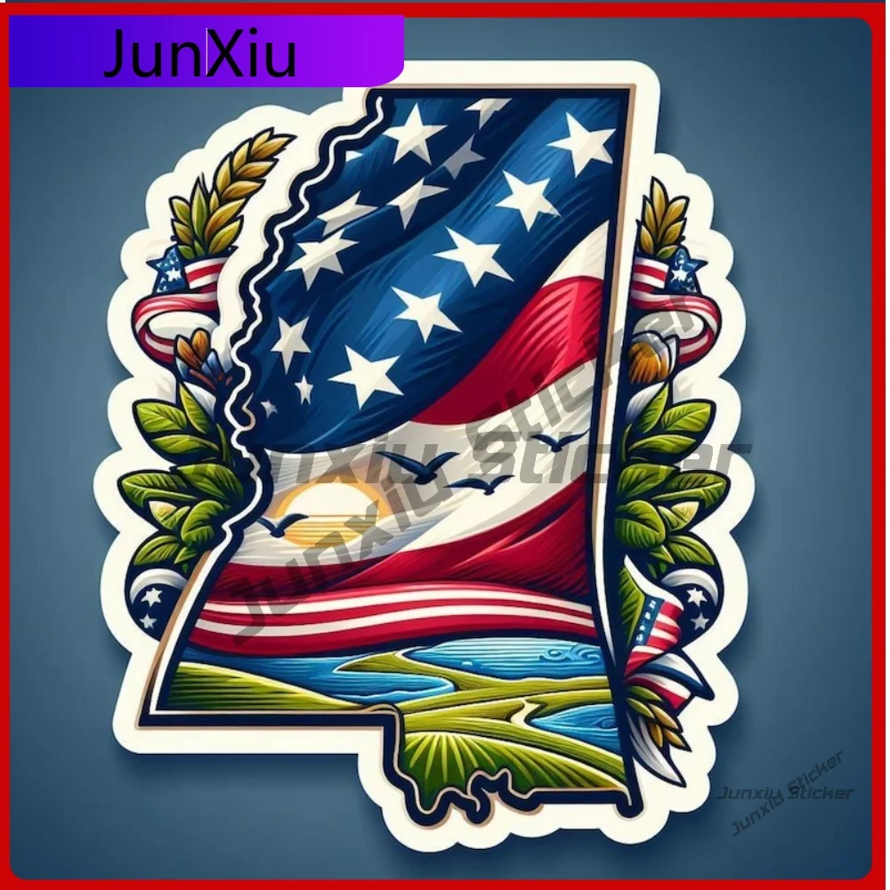 

Creative State Of Mississippi And Flag Waterproof UV Resistant Vinyl Sticker Decal Sunproof Stylish Protective Surface