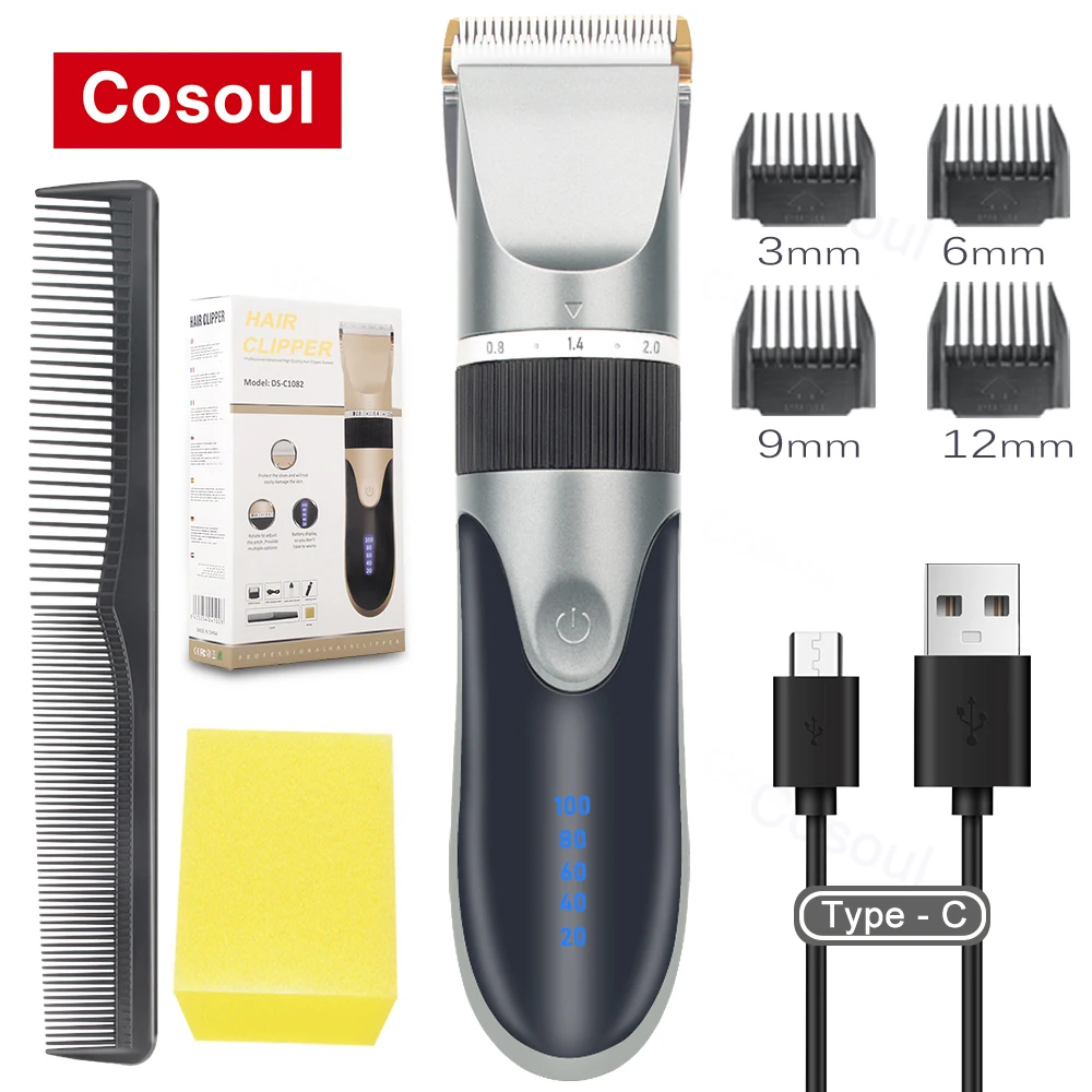 Tóc Clipper điện cắt tóc tóc tông đơ cho nam giới người lớn trẻ em không dây có thể sạc lại máy cắt tóc chuyên nghiệp