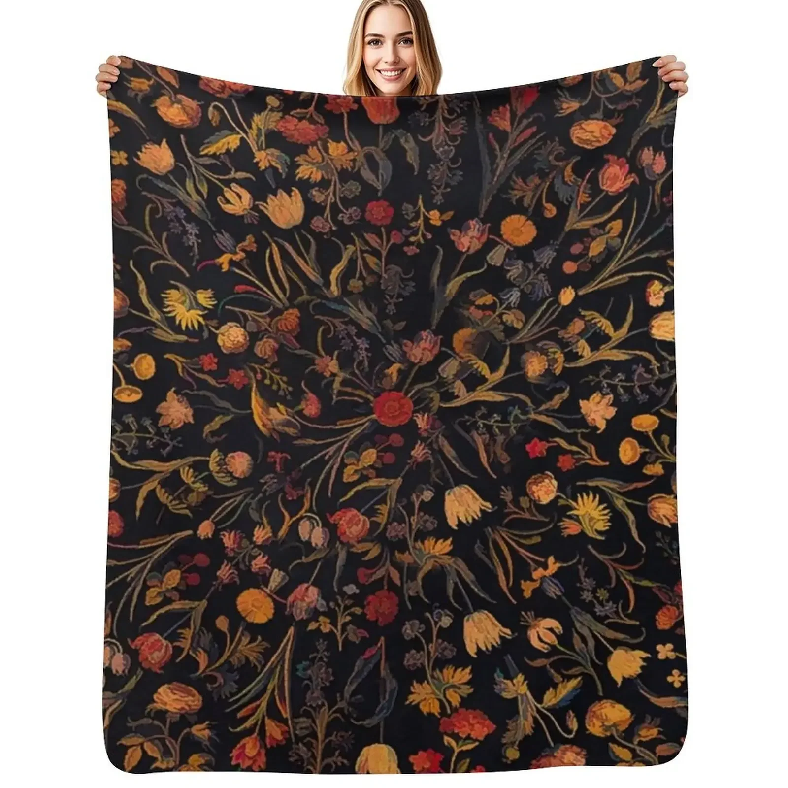 

Midnight Floral Throw Blanket For Baby Winter beds Plaid Blanket