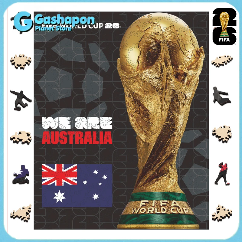 

Деревянный 3D-пазл-постер: Чемпионат мира по футболу FIFA 2026, тематика Австралии, США, Канады, Мексики. Коллекционный подарок для футбольных фанатов, игрушка, семейная игра, головоломка.