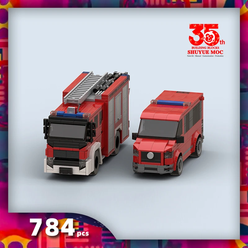 

SyMOC Simulation City Firefighter Rescue Engineering Vehicle Movable Building Block Fire Truck Model Kit Children Assembled