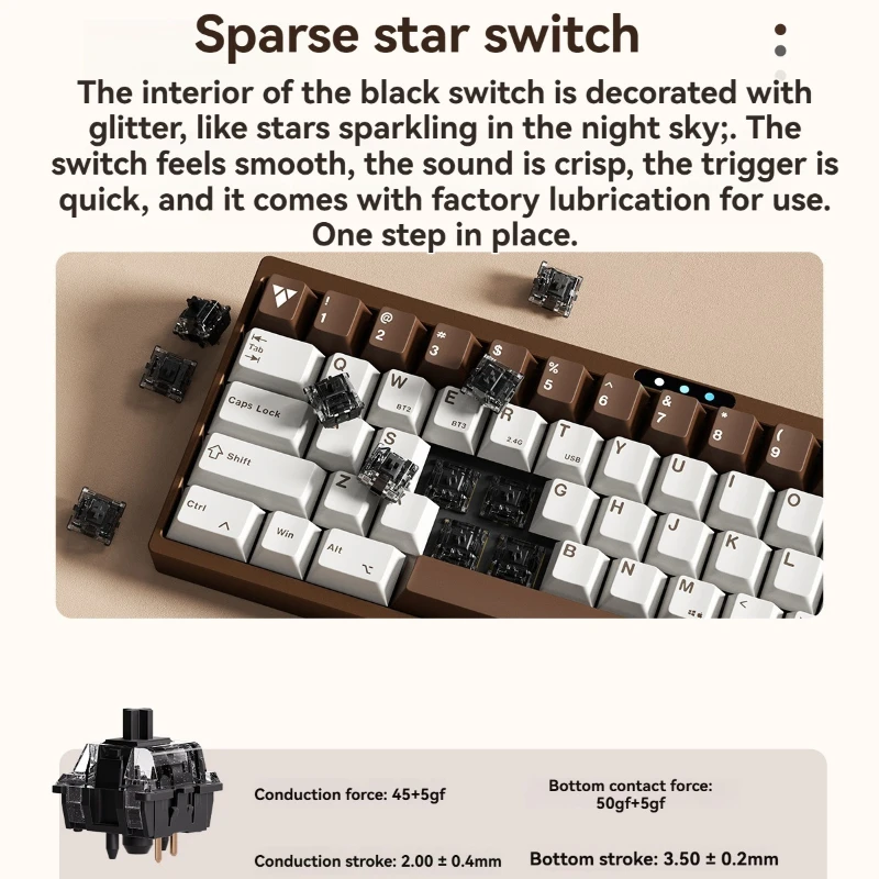 LK60PRO Tri-mode Mechanical Keyboard Customized Hot Swappble Aluminum HIFI Gasket Wireless Ergonomic Game Mechanical Keyboard