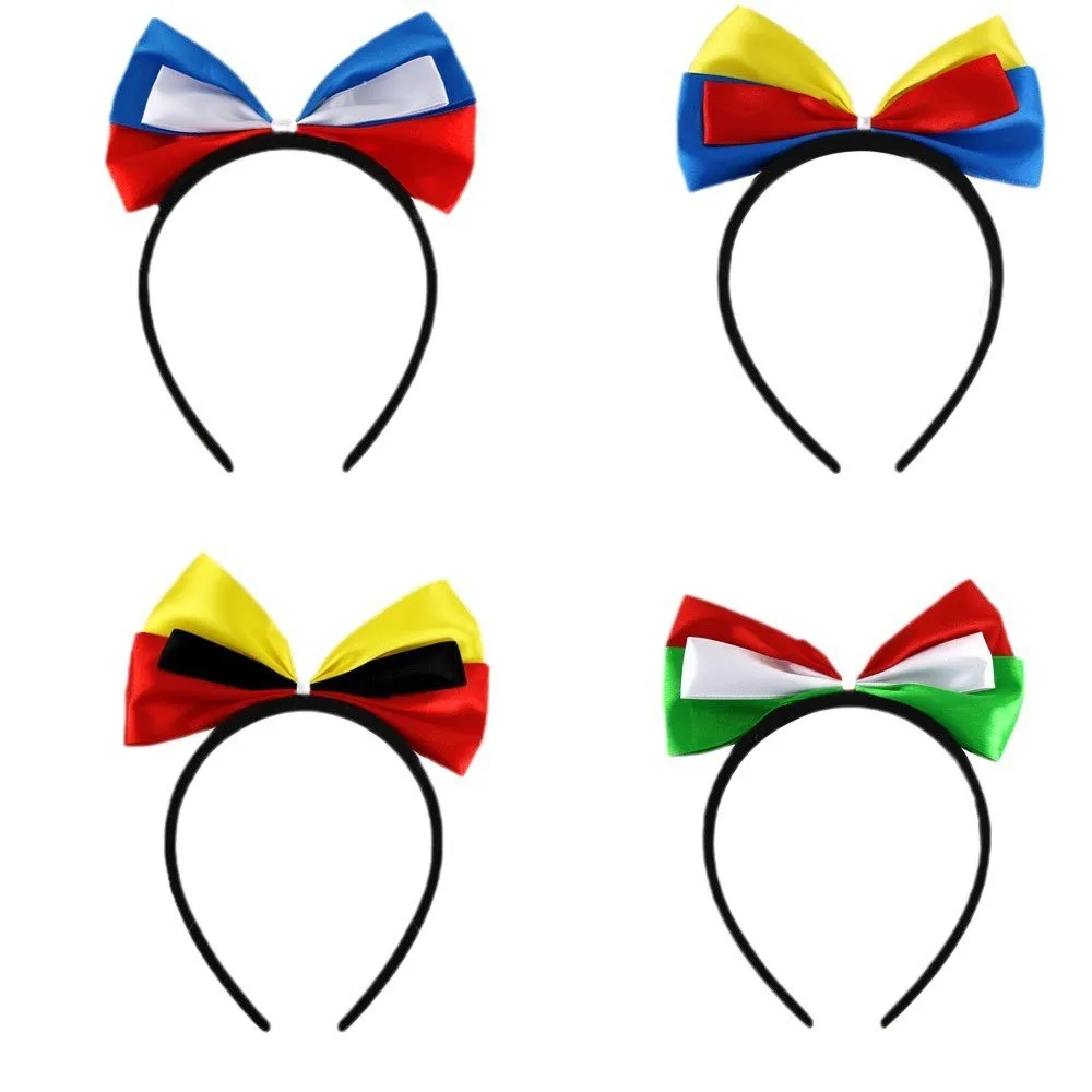 2024 Flag Bow Headband Satin Fashion Bow Headband Lightweight Country Flag Hair Band for Women Ladies Girls Friends