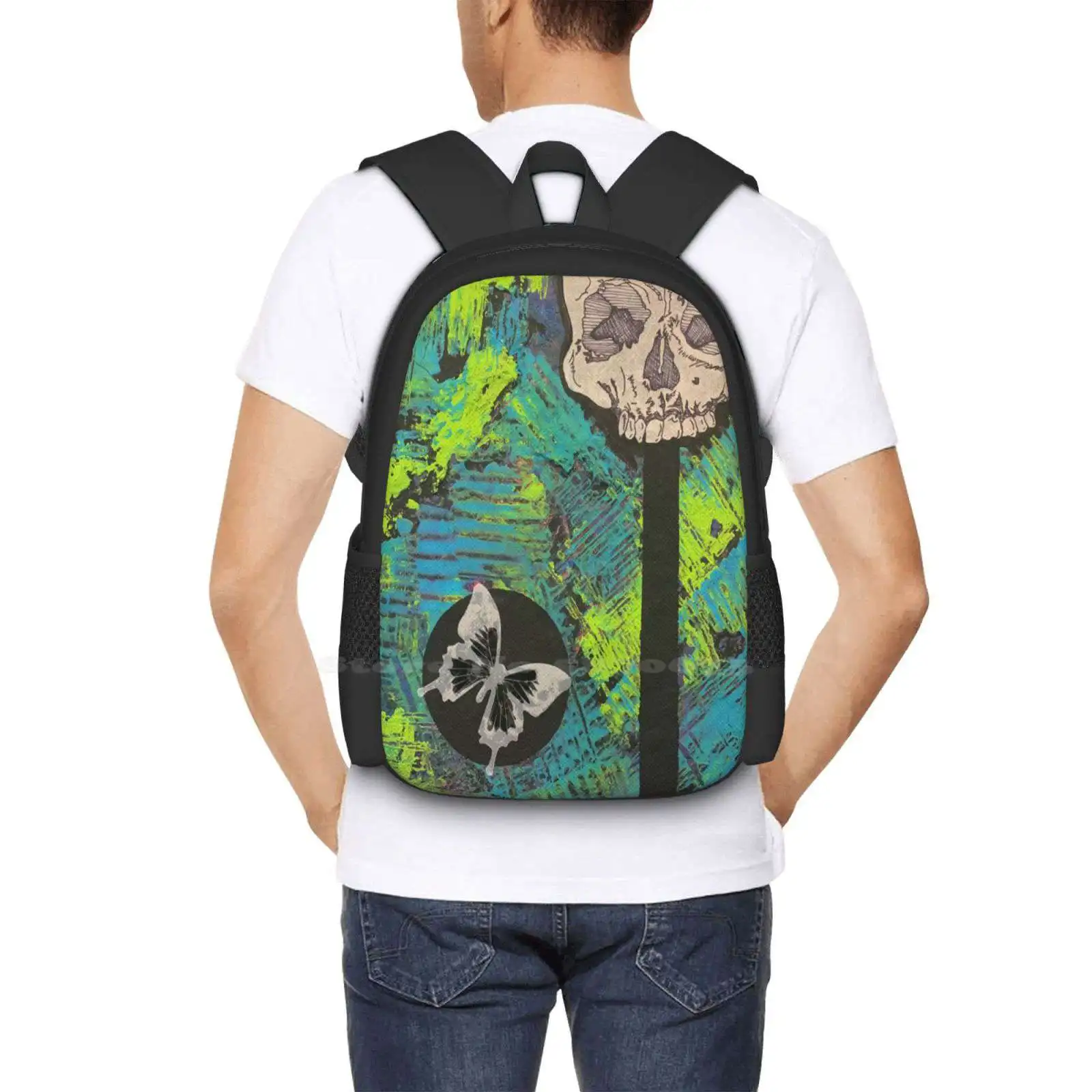 Carnage Asada New Arrivals Unisex Bags Student Bag Backpack Skulls Butterfly Emo Gothic Horror Weird Colorful