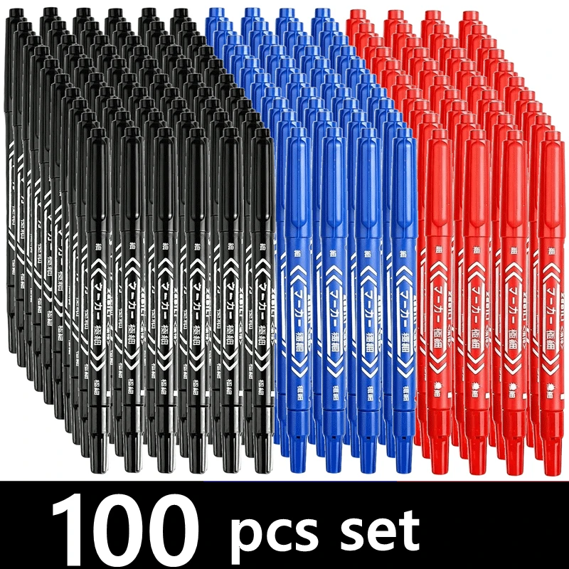 

Набор маркеров для перманентной краски с двойным наконечником, черные, синие, маслянистые чернила, маркеры для пластика, дерева, камня, металла, стекла, маркировки граффити