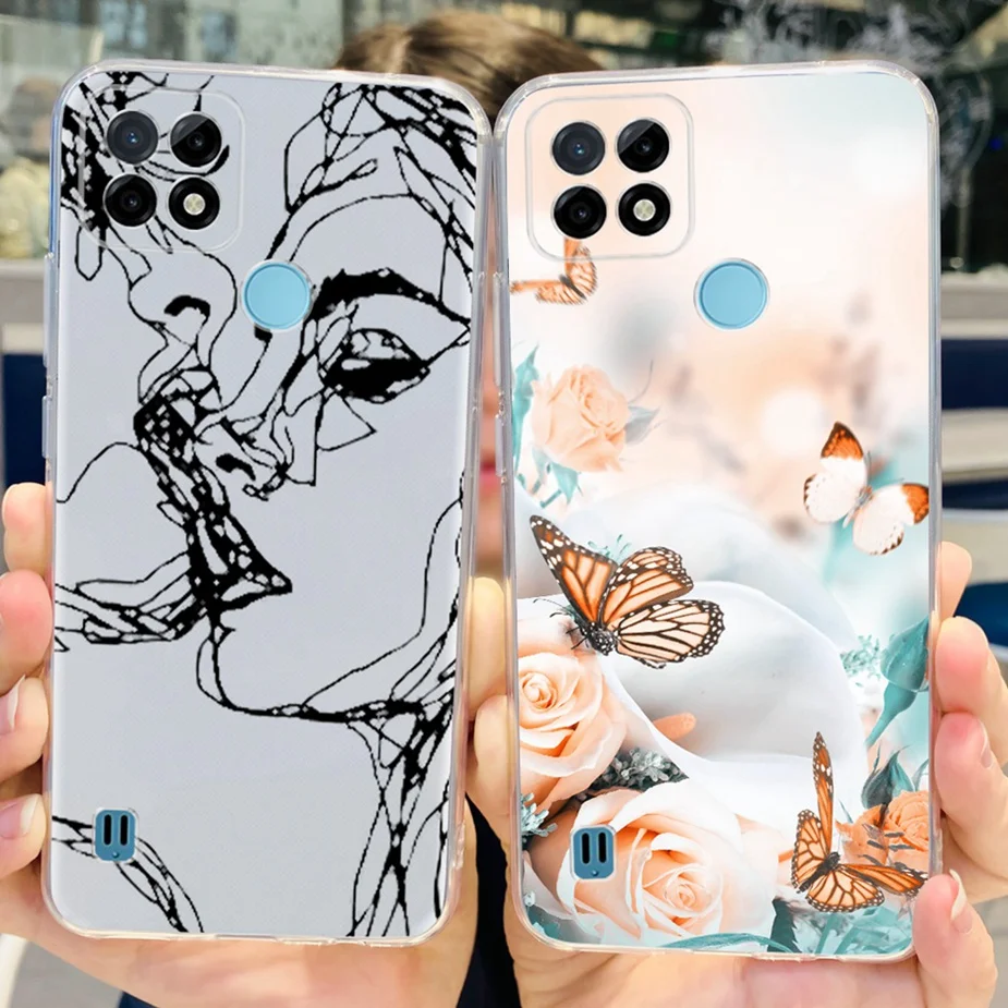 ل Realme C21Y حافظة Realme C25Y غطاء أنيق مطلي واضح سيليكون لينة حافظة هاتف من البولي يوريثان ل Realme C21Y C25Y RealmeC21Y الوفير
