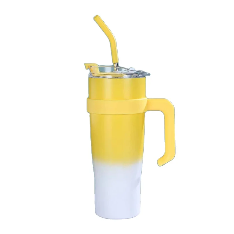 وصول 40 أوقية بهلوان عزل الصوت زجاجة محمولة من الفولاذ المقاوم للصدأ مع غطاء مقبض وأوقية من القش Termo para agua caliente