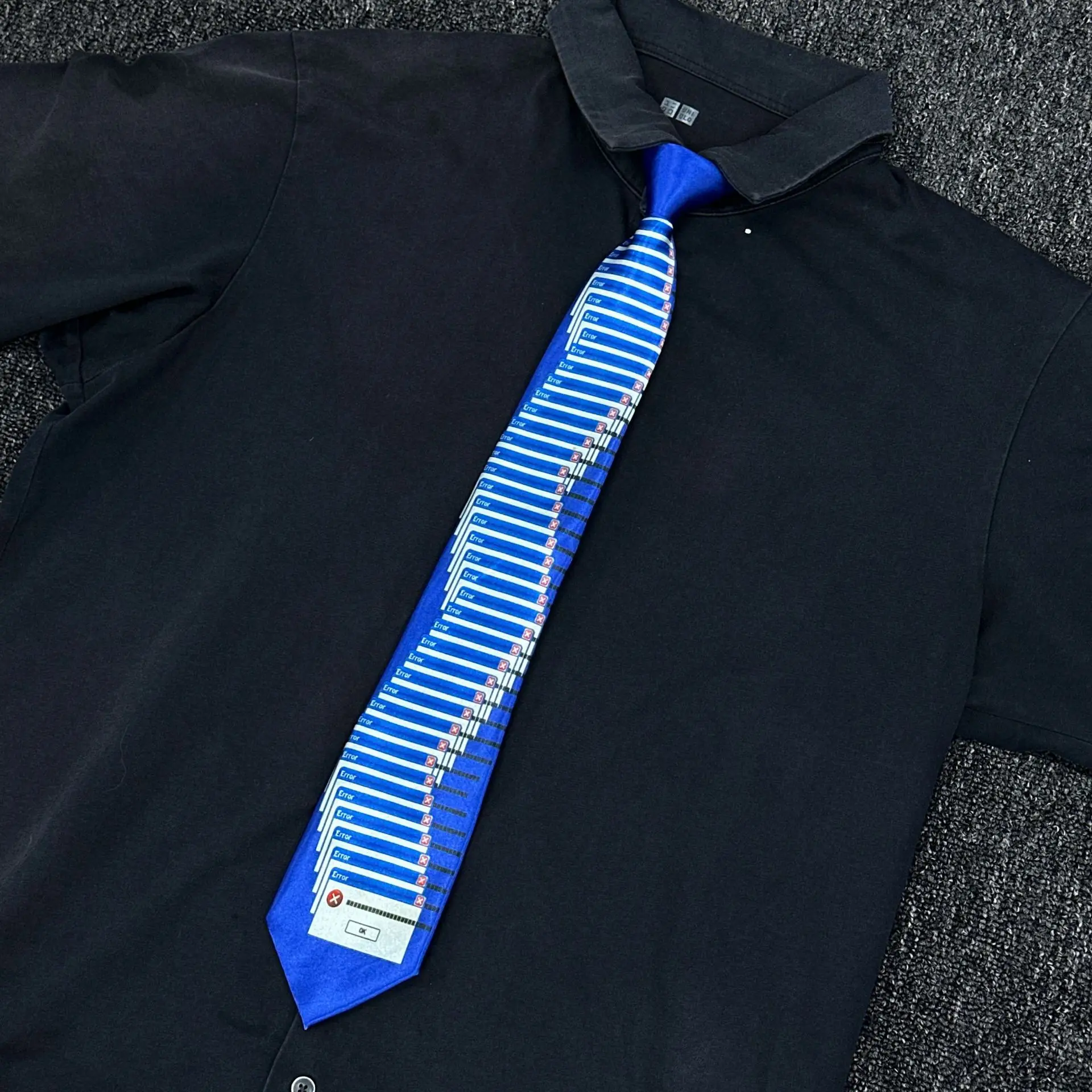 Men Retro Vintage Computer Icon Printed Pre-tied Necktie Y2K Funny Geek Novelty Neck Wear for Programmer Office Party Accessory