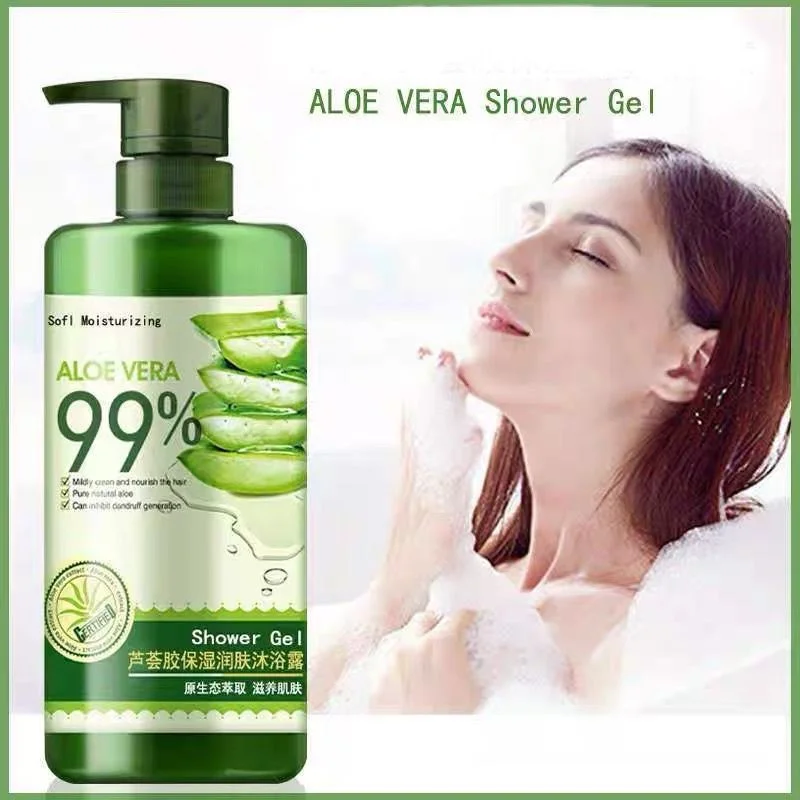 Champú de Aloe Vera 99% puro Para limpieza profunda y humedad, Gel de ducha, Tratamiento Para La Caspa