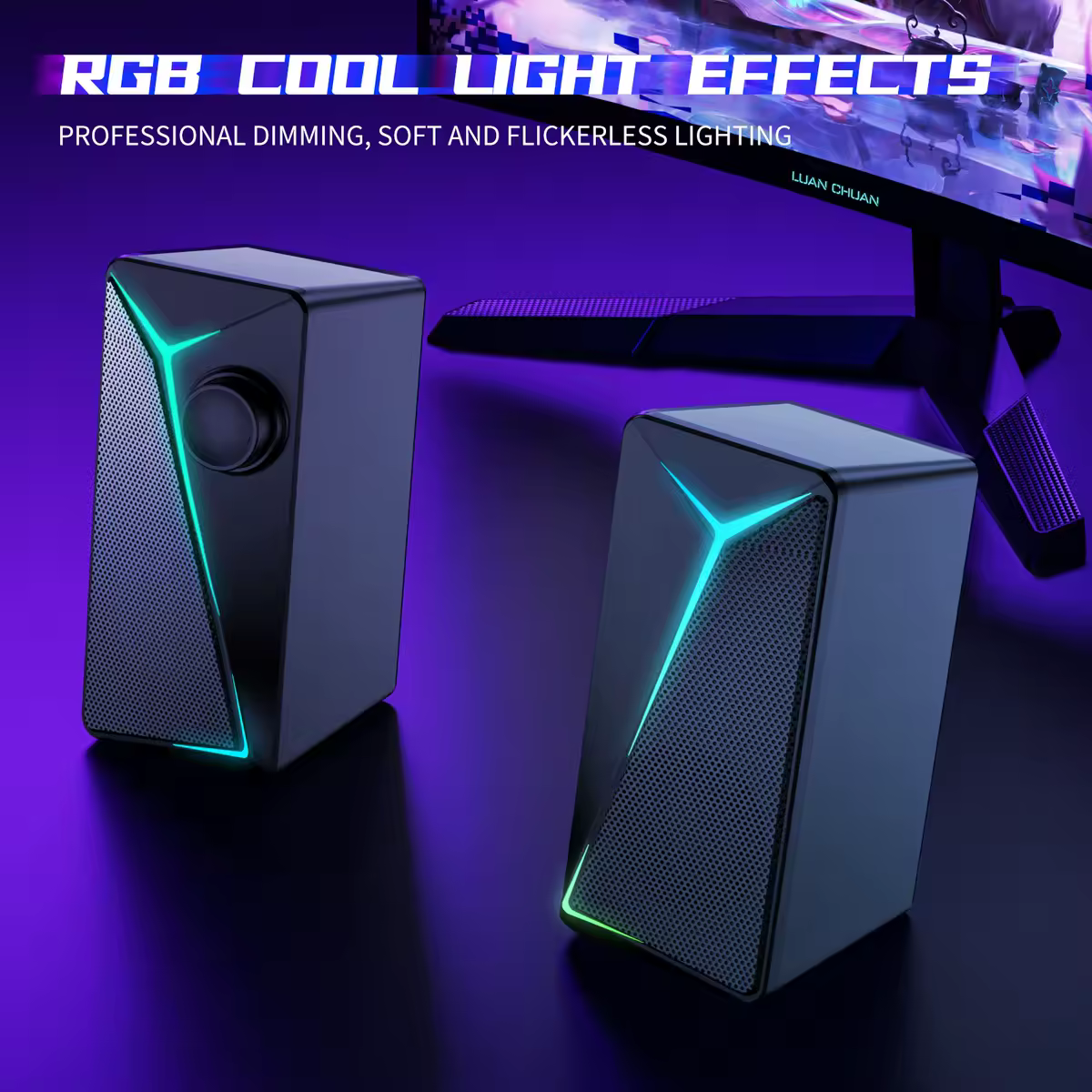 НОВИЙ ПК Комп’ютер Дротовий динамік USB із залізною сіткою RGB Лазерний сабвуфер Стерео Портативний ігровий ноутбук Гучний динамік image_1