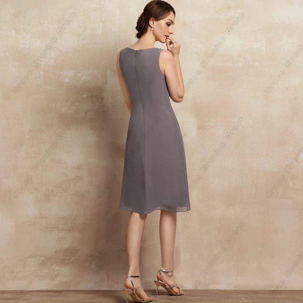 غمد ثلاثة أرباع فساتين أم العروس مع مطرزة 2026 فساتين حفلات الزفاف الشيفون مع ثلاثة أرباع Vestidos De