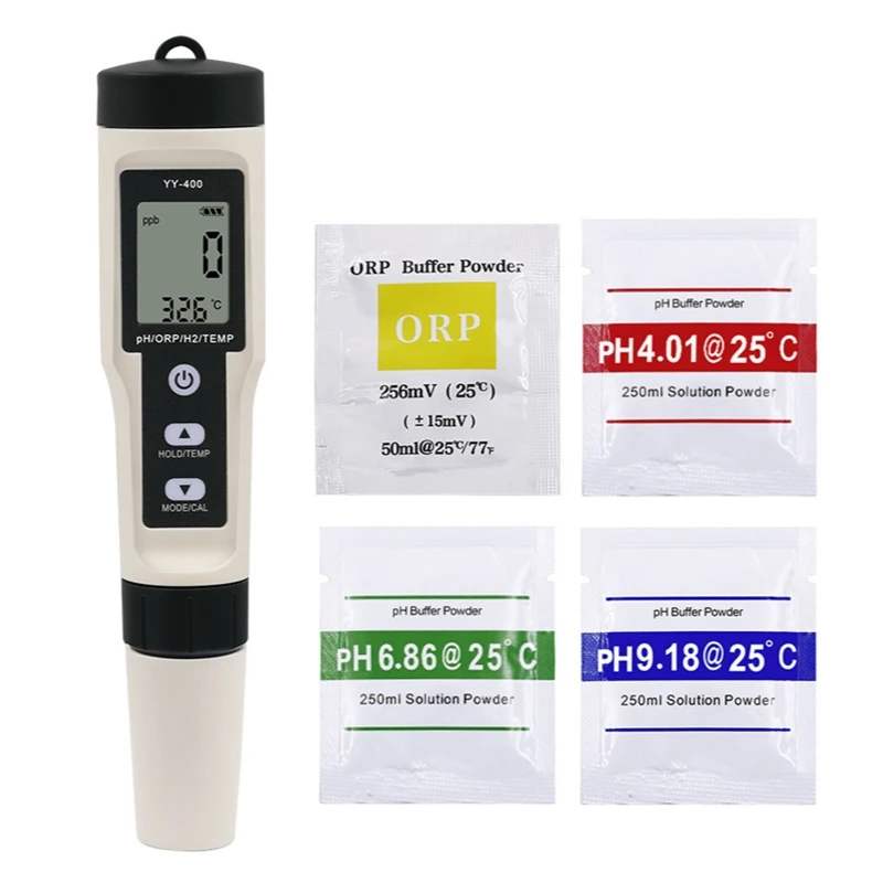 4-in-1 Digital pH Meter pH/ORP/H2/TEMP Meter with/non Backlight 0-14 pH Measurement  for Household Drinking Water Dropship