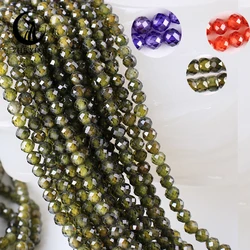 32 Colors 3mm Faceted Natural Zircon Stone Beads Army Green Color Loose Gemstone AAA Zircon Beads for Jewelry Making Accessories