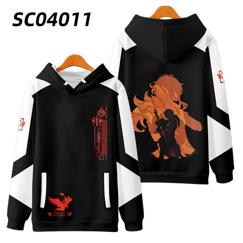 Anime Genshin Impact Diluc Cosplay Hoodie Women Men Harajuku Sweatshirt Y2k Streetwear Hip Hop Pullover Hooded Jacket Outerwear view 4
