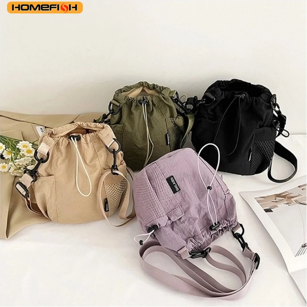 HOMEFISH Portable Single Shoulder Shoulder Bag Nylon Solid Color Small Bag Lightweight Crossbody Bag Outdoor