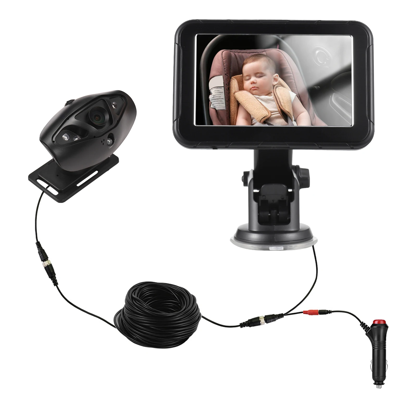 Baby Car Monitor High Resolution Monitor Camera for Baby Rear Facing Seat 5 Inch Car Seat Mirror 150° Wide View Night Vision